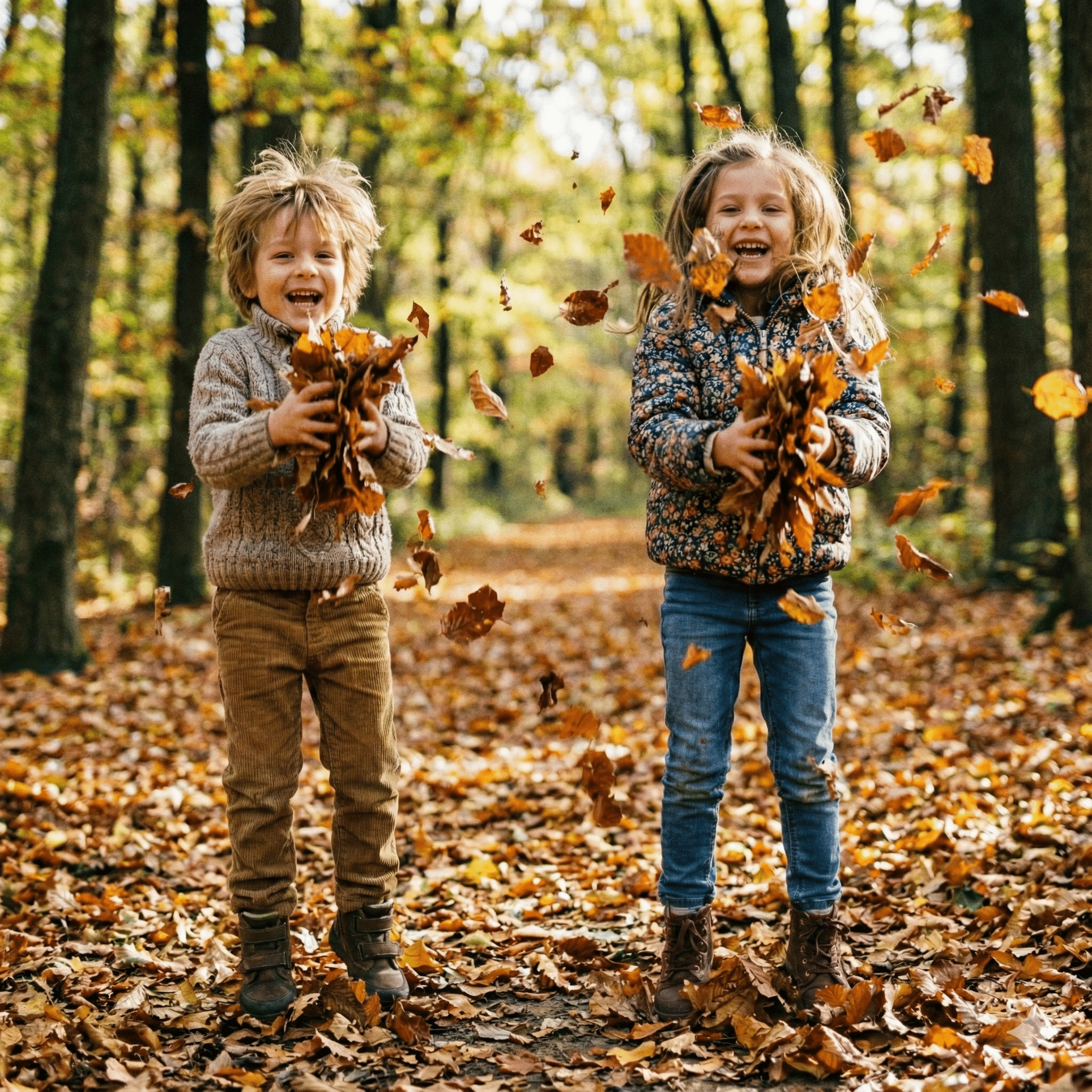 Børn i leger i skoven Børn i leger i skoven